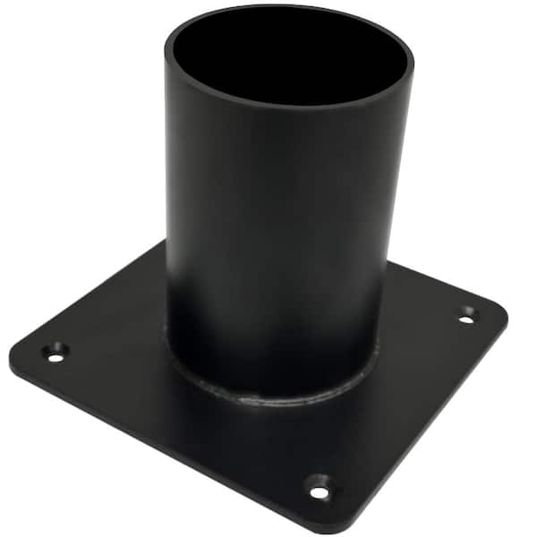 Heavy Duty Pier Mount Adapter for 3 in Post, Black Powder Coated Steel Outdoor Bracket for Post Lights