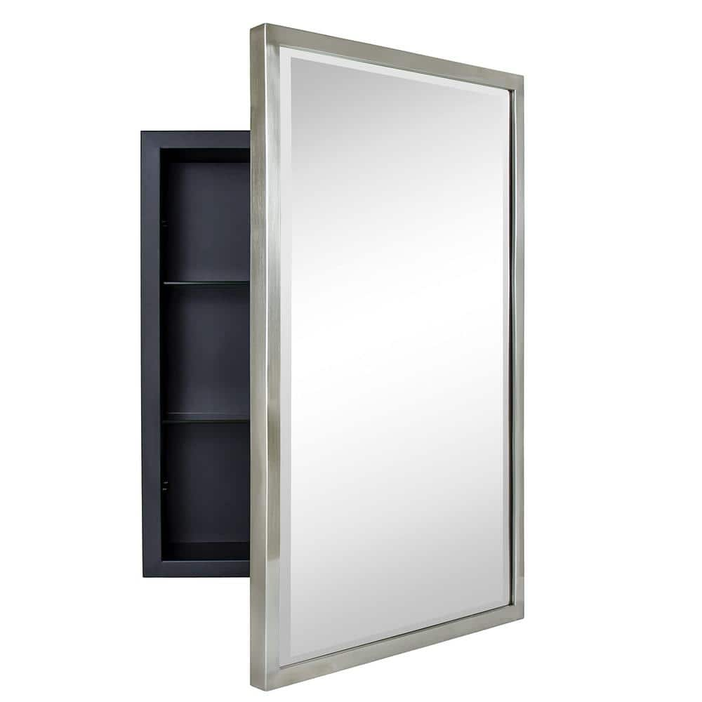 TEHOME Haddison 16 in. W x 24 in. H Rectangular Metal Framed Recessed Bathroom Medicine