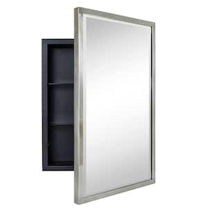 Haddison 16 in. W x 24 in. H Rectangular Metal Framed Recessed Bathroom Medicine Cabinet with Mirror in Brushed Nickel