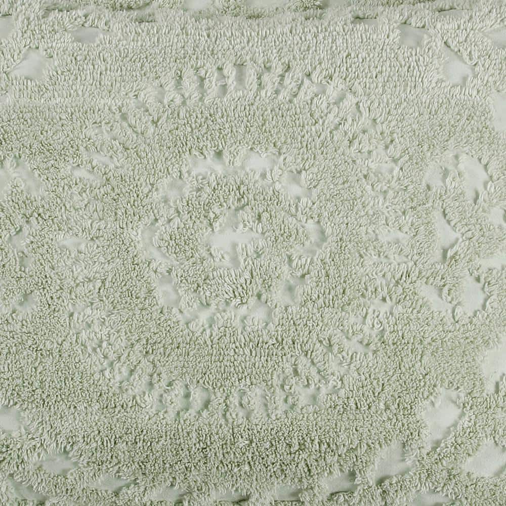 Twin Blue Cotton Chenille Reversible Textured Bedspread Set