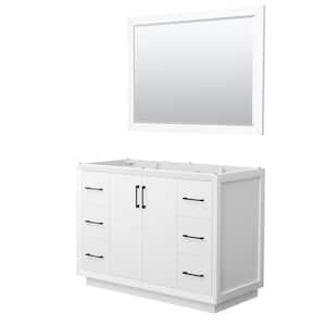 Strada 47.25 in. W x 21.75 in. D x 34.25 in. H Single Bath Vanity Cabinet without Top in White with 46 in. Mirror