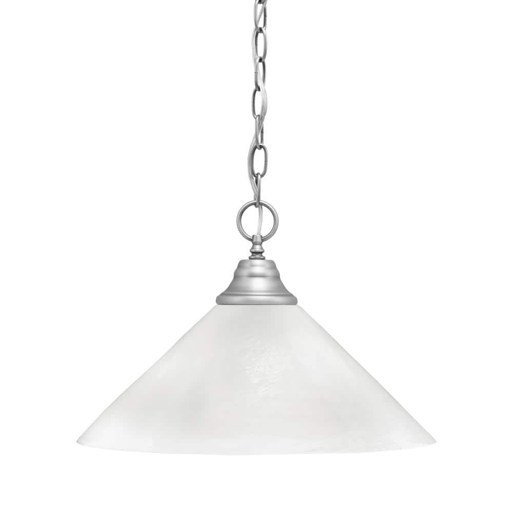 Kingston 100-Watt 1 Light Brushed Nickel Shaded Pendant Light with 16 in. W