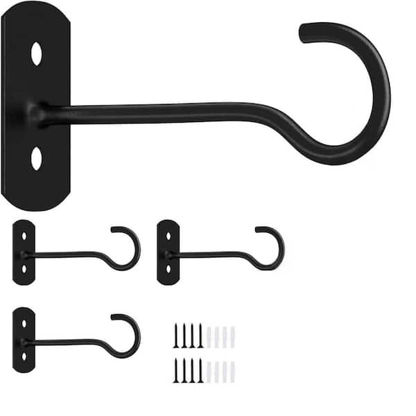 6-inch Metal Hanging Plant Hooks, 4-Pack, Ceiling Hooks for Plants, Indoor and Outdoor Decoration, Black