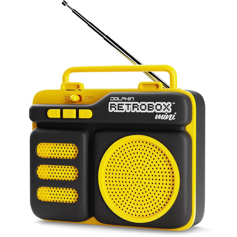 Dolphin Retrobox Mini Portable Bluetooth Speaker, Yellow -  RTX-10YEL