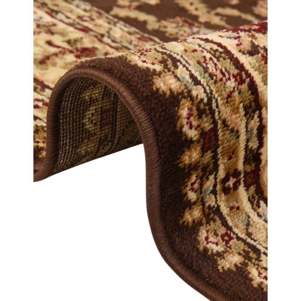 Elegant Floral Essence 6' x 9' Brown Synthetic Area Rug