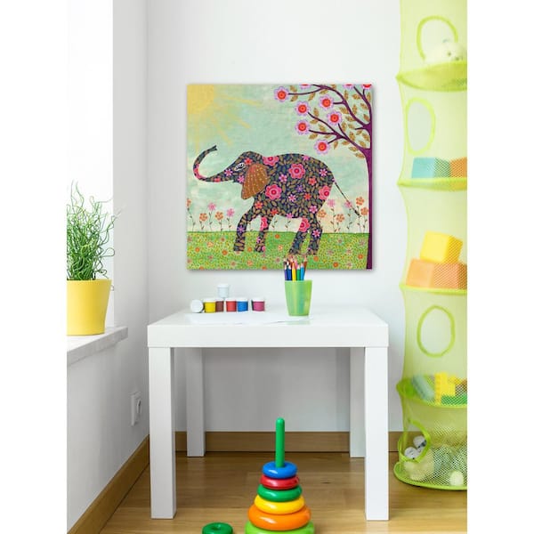 Unbranded 24 in. H x 24 in. W "Sunny Elephant" by Sascalia Printed Canvas Wall Art
