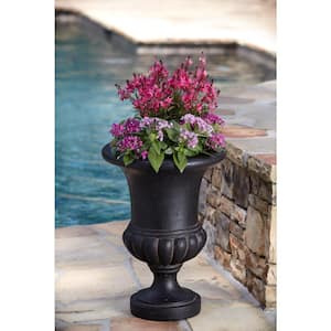 29 in. H in Aged Charcoal Stone Bulbous Urn