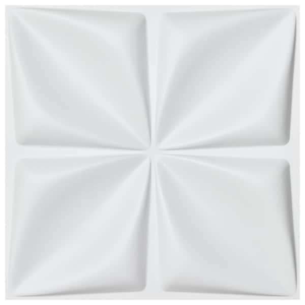 Art3dwallpanels 19.7 in x 19.7 in. x 1 in. Matt White PVC 3d Wall Panels Decorative Paneling (12-Pack)