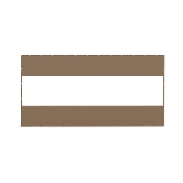Otryad 8 ft. H x 16 ft. W Brown Heavy Duty Outdoor Clear Panel Curtain Waterproof Weather Resistant for Patios Gazebos, Pergola