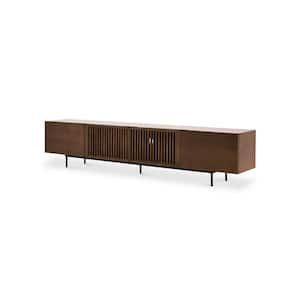 59.6 in. Brown Walnut Wood Mid-Century TV Stand Fits TV up to 70 in.