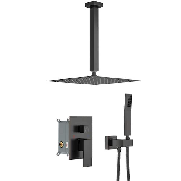 LORDEAR 2-Spray Dual 10 in. Ceiling Mount Fixed and Handheld Shower Head 1.8 GPM Shower System in Oil Rubbed Bronze
