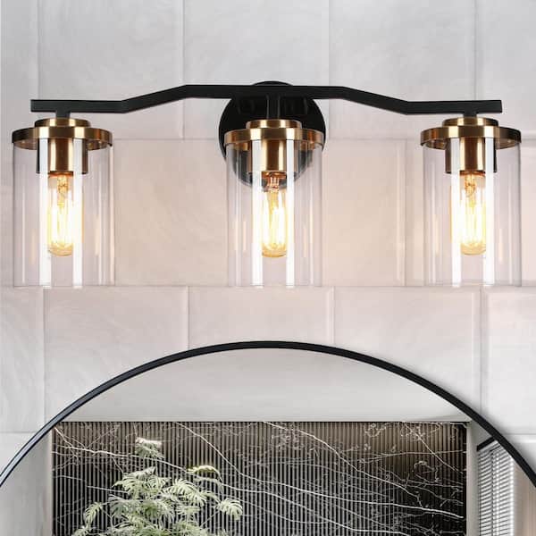 Zevni 21 in. 3-Light Black Bathroom Vanity Light Modern