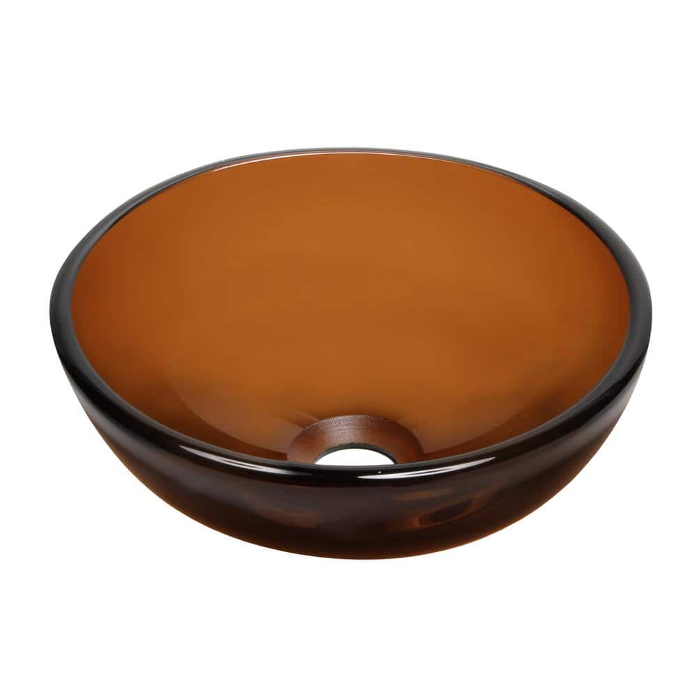 12-Inch Brown Tempered Glass Circular Vessel Sink