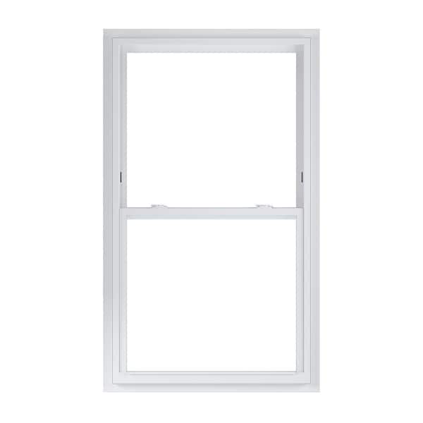 American Craftsman 36 in. x 62 in. 70 Series White Single Hung Low-E Argon SC Glass Vinyl Fin with J Window, Screen Incl