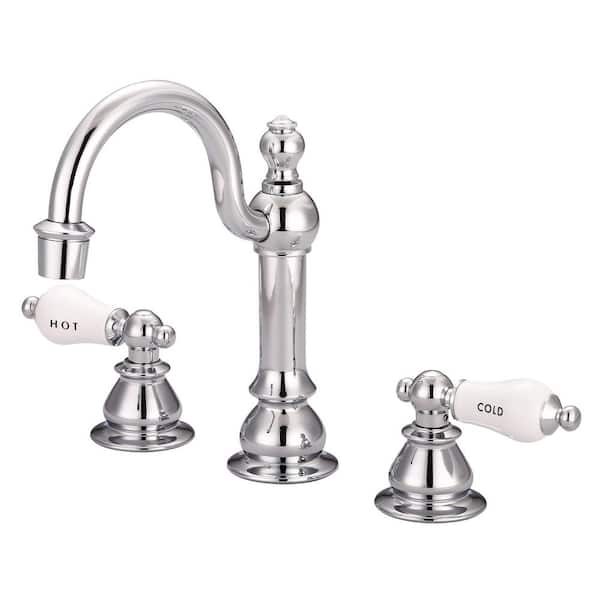 Water Creation Vintage Classic 8 in. Widespread 2-Handle High Arc Bathroom Faucet with Pop-Up Drain in Triple Plated Chrome