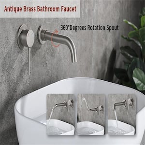 Single Handle 3 Holes Wall Mount Bathroom Faucet with Rough-in Valve in Brushed Nickel