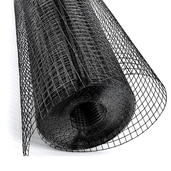 ATENGNES 16 in. x 100 ft. 19 Gauge 1/2 in. Black Vinyl Coated Hardware Cloth Welded Chicken Wire Fence Roll Garden Plant Fencing