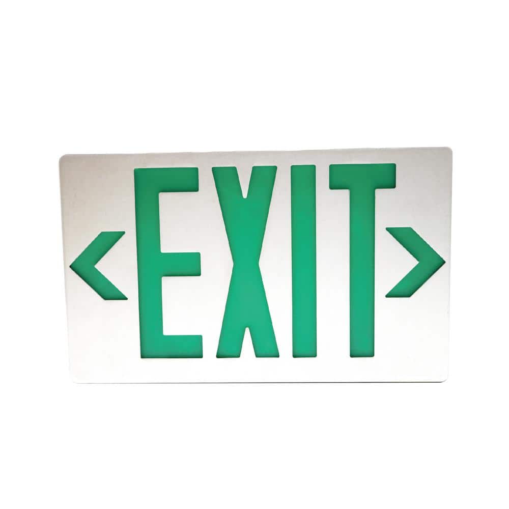 Brushed Aluminum LED Exit Sign with Battery Backup