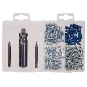 Zinc Sheet Metal Screw, Machine Screw, Wood Screw, Drywall Anchor with Screws Driver Assorted Kit (143-Pack)