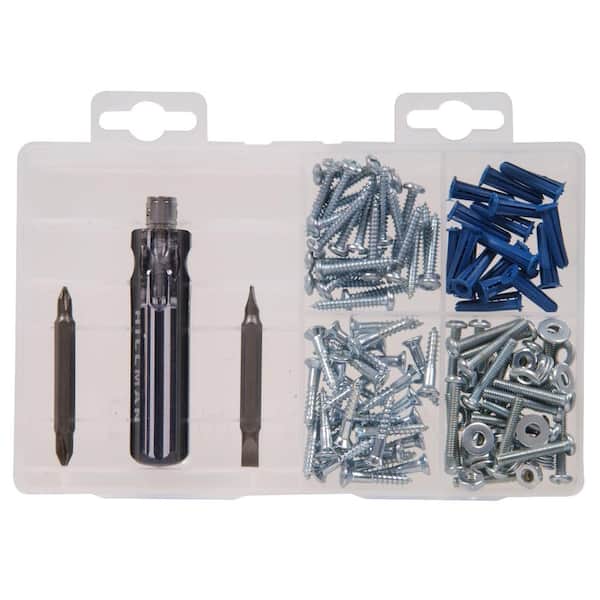 Hillman Zinc Sheet Metal Screw, Machine Screw, Wood Screw, Drywall Anchor with Screws Driver Assorted Kit (143-Pack)