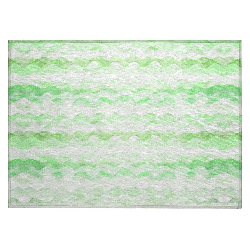 Surfside 1 ft. 8 in. x 2 ft. 6 in. Green Geometric Indoor/Outdoor Area Rug