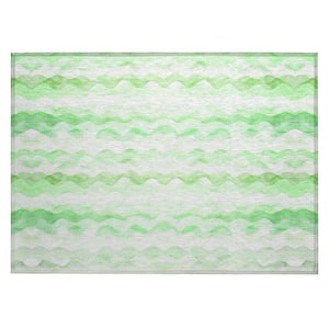 Surfside 1 ft. 8 in. x 2 ft. 6 in. Green Geometric Indoor/Outdoor Area Rug