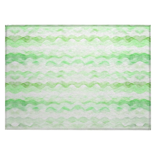 Addison Rugs Surfside 1 ft. 8 in. x 2 ft. 6 in. Green Geometric Indoor/Outdoor Area Rug