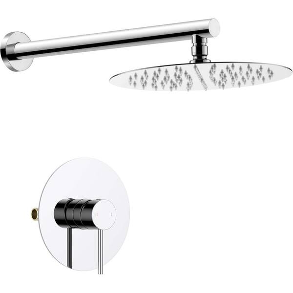 KIBI 1-Handle 1-Spray Shower Faucet 1.8 GPM with Corrosion Resistant, Pressure Balance Wall Mount in Chrome