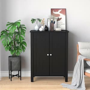 2-Door Bathroom Floor Storage Cabinet Space Saver Organizer Black