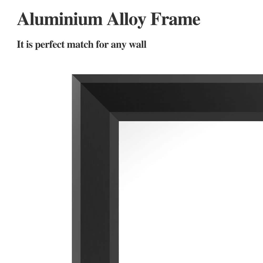 Large Black Aluminum Framed Rectangular Wall Mirror, 60" x 36"