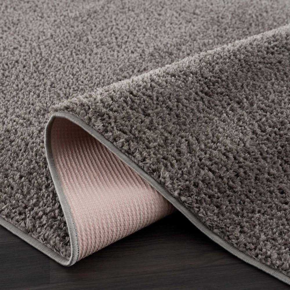 Judy Light Gray Washable Plush Shag Area Rug 5'3" x 7'