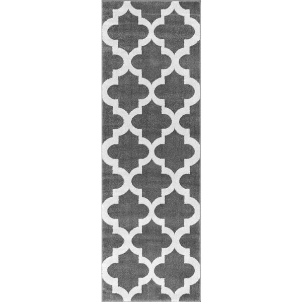 nuLOOM Ivy Moroccan Trellis Gray 2 ft. 6 in. x 6 ft. Runner Rug