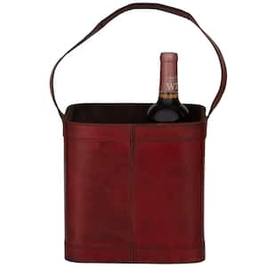 2-Bottle Red Leather Modern Wine Holder