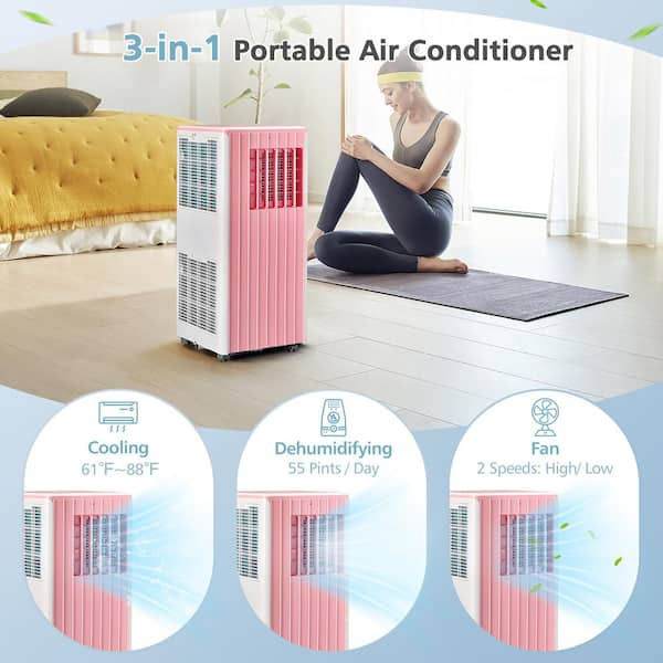 Costway 7,100 BTU Portable Air Conditioner Cools 350 Sq. Ft. with  Dehumidifier and Remote in Pink N4-AH-10N34-A7U1-N1 - The Home Depot