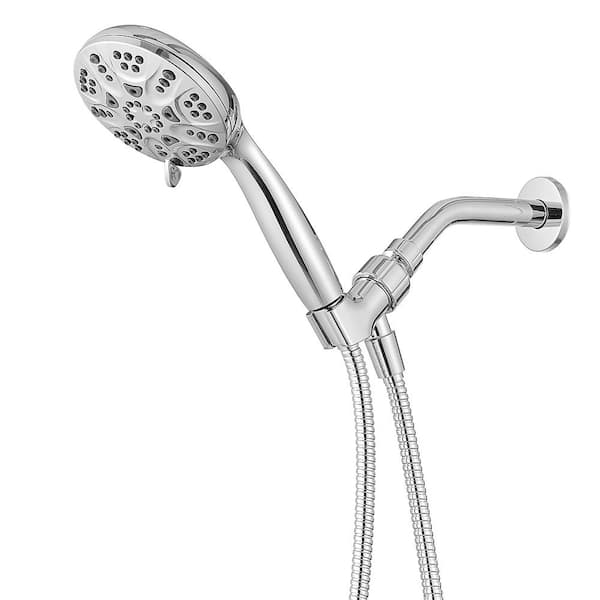 BWE No Handle 6-Spray Wall Mount Handheld Shower Head Shower Faucet 1.8 GPM with Adjustable Heads in. Polished Chrome