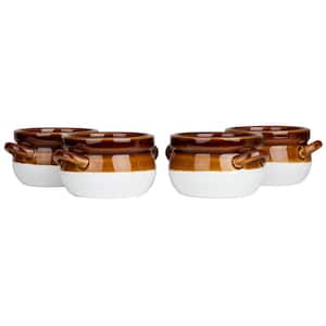 18 fl. oz. Brown Ceramic French Onion Soup Bowls (Set of 4)
