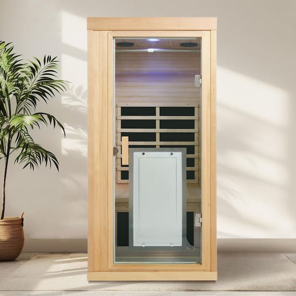 1-Person Sauna with LCD Display, Touch Control, Bluetooth and LED Reading Lights