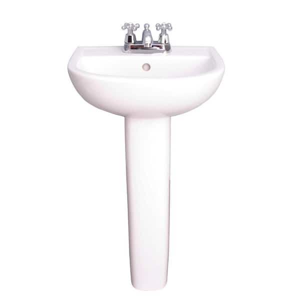 Barclay Products Compact 545 Pedestal Sink Combo in White with 4 in. Centerset Faucet Holes