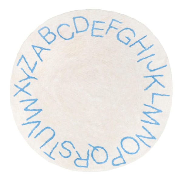 nuLOOM Kids Washable Sky Blue 4 ft. x 4 ft. Round Alphabet Rug Accent Rug