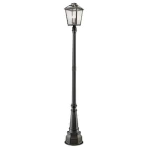 Bayland 104 in. 3 Light Rubbed Bronze Aluminum Hardwired Outdoor Weather Resistant Post Light Set with No Bulb Included