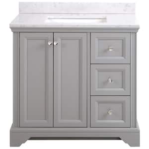 Stratfield 37 in. W x 22 in. D x 39 in. H Single Sink  Bath Vanity in Sterling Gray with Pulsar Cultured Marble Top