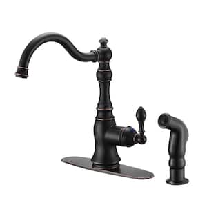 Single-Handle Standard Kitchen Faucet with Side Sprayer in Rust and Spot Resist in Oil Rubbed Bronze