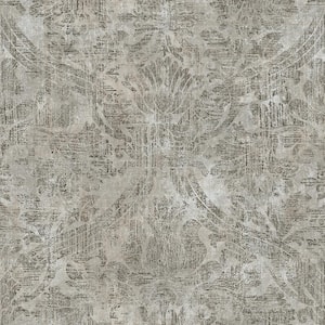 Abigail Grey Damask Grey Wallpaper Sample