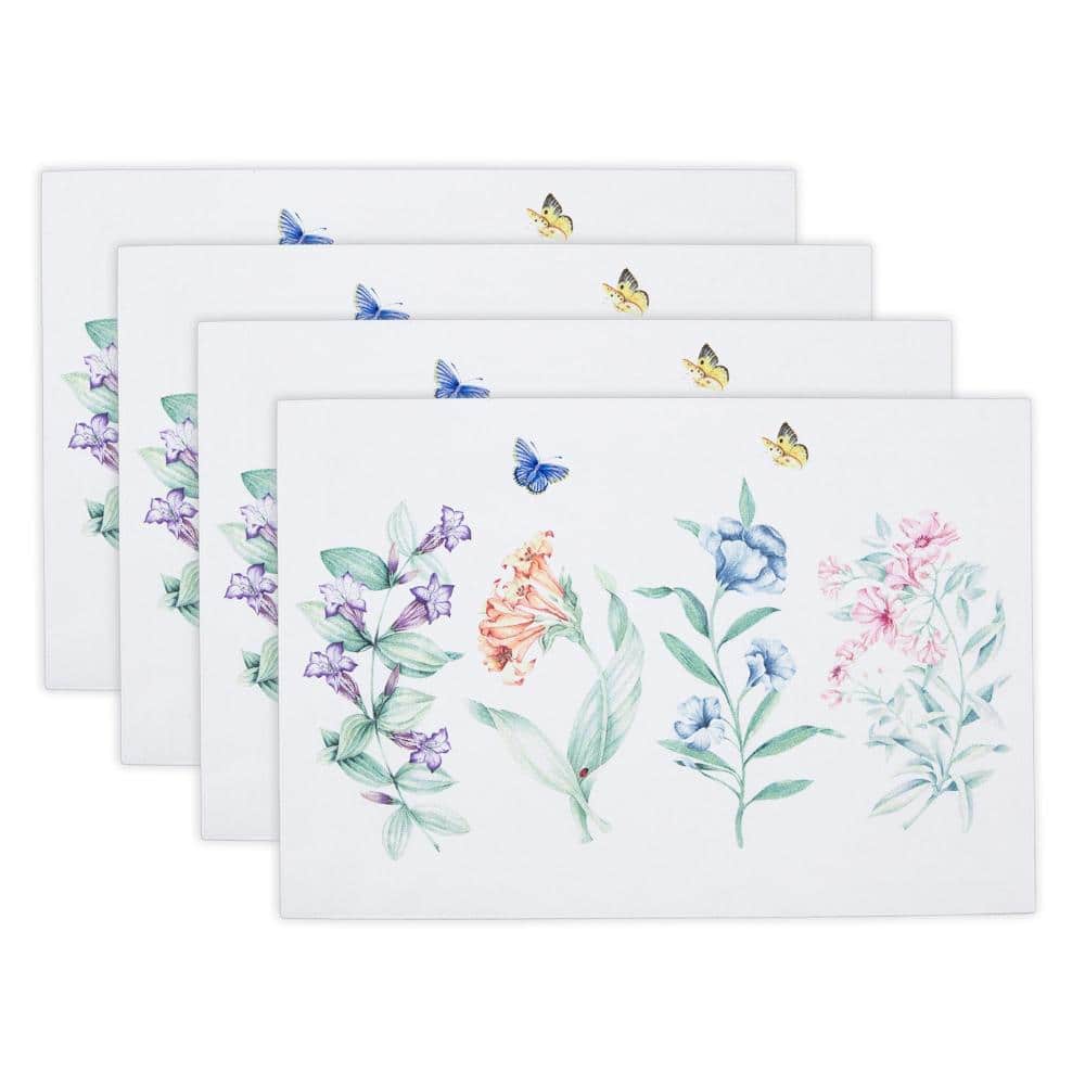 Threadmade Butterfly Meadow Garden Placemats, Set of 4, Multicolor - 13"W x 19"L