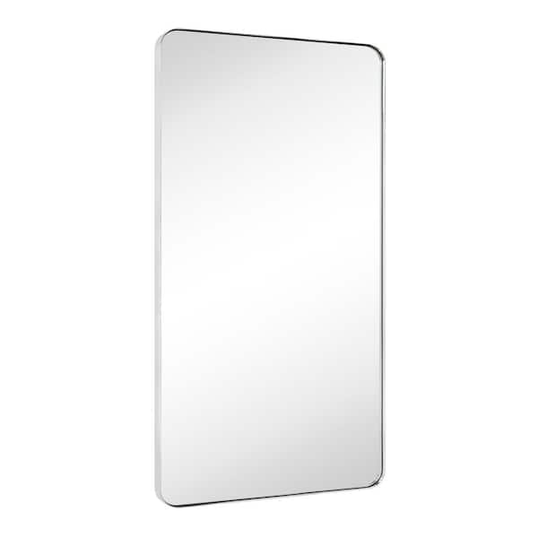 Kengston 30 in. W x 60 in. H Rectangular Stainless Steel Framed Wall Mounted Bathroom Vanity Mirror in Polished Nickel