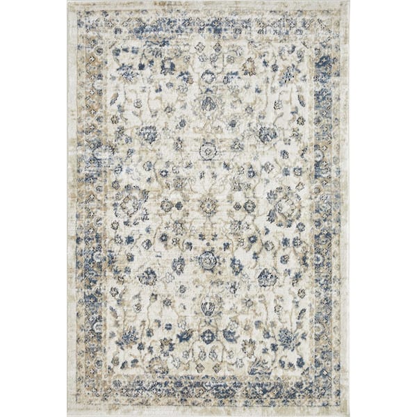 LOOMAKNOTI Kehleigh Adrean Blue 4 ft. x 6 ft. Oriental Polypropylene Indoor Area Rug