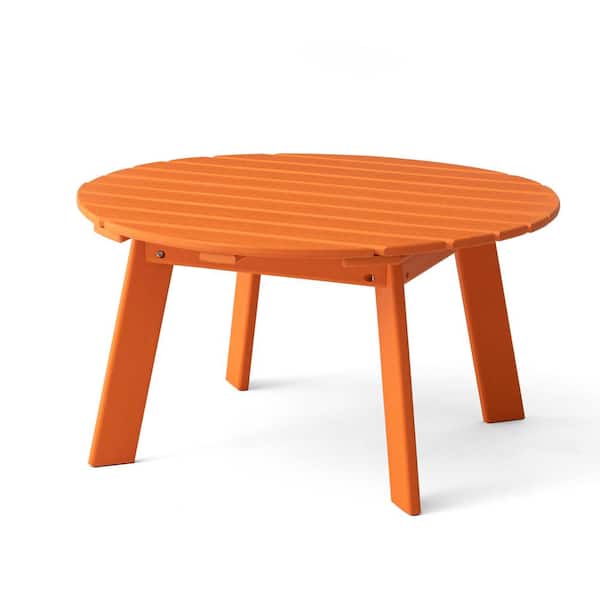 Glitzhome 35.5 in. D Tangerine HDPE Round Coffee Table