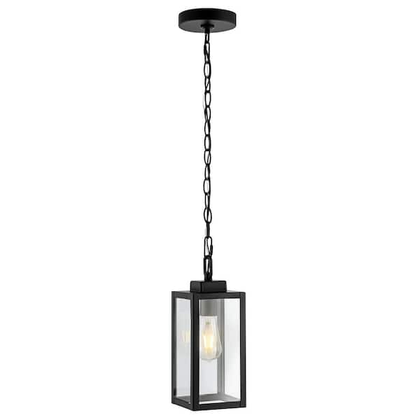 SAFAVIEH Clemens 40-Watt 1-Light Black Pendant-Light with Glass Shade