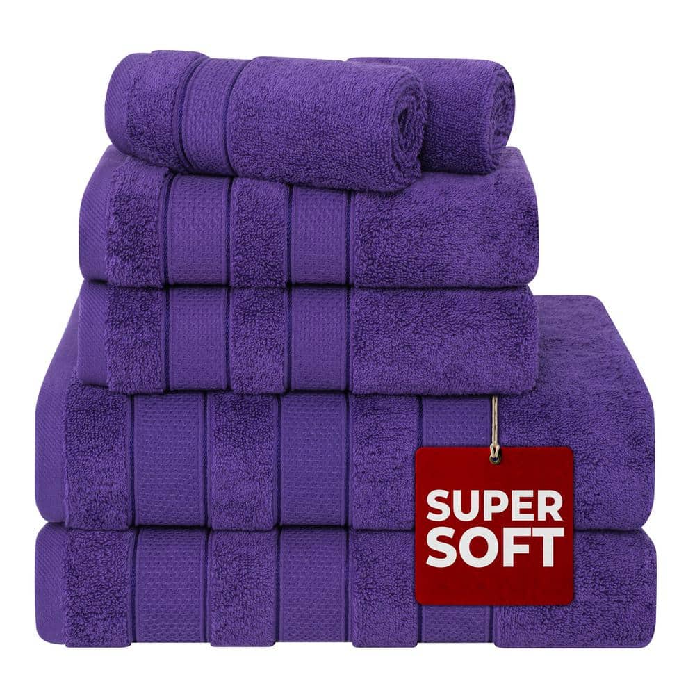 Luxury Purple Turkish Cotton 6-Piece Towel Set