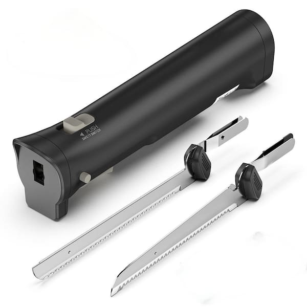18.4 in. Stainless Steel Electric Knife with ABS Handle in Black, Carving Meats, Fish, Poultry, Bread, Cheese and More